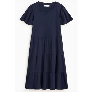 J. Crew Knit Broken-in Jersey Tiered Mini Dress Navy 2X Casual Summer Minimalist